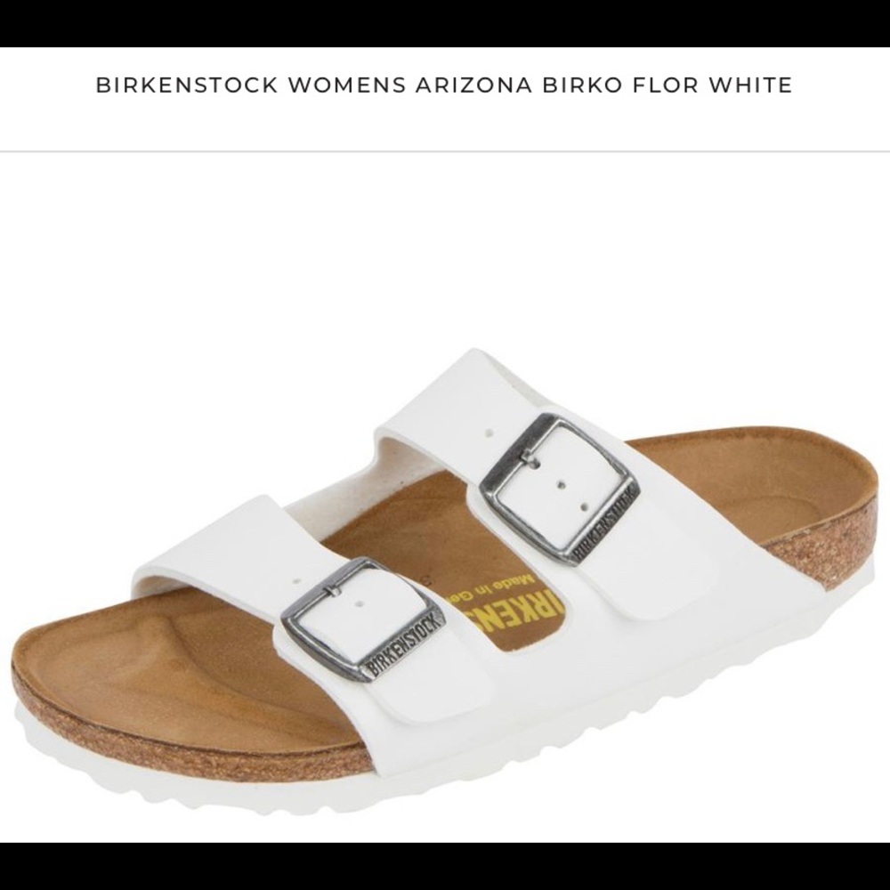 Birkenstock’s womens Arizona Birko  Flor White